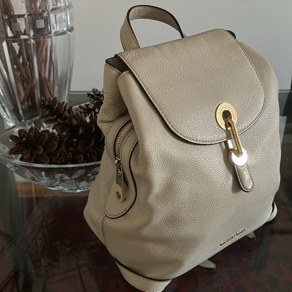 Michael Kors Raven Medium Light Sand Leather Backpack - Picture 7 of 7